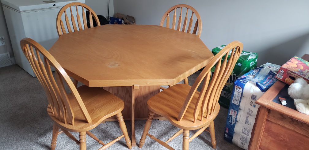 Dining/Poker table, with 4 chairs