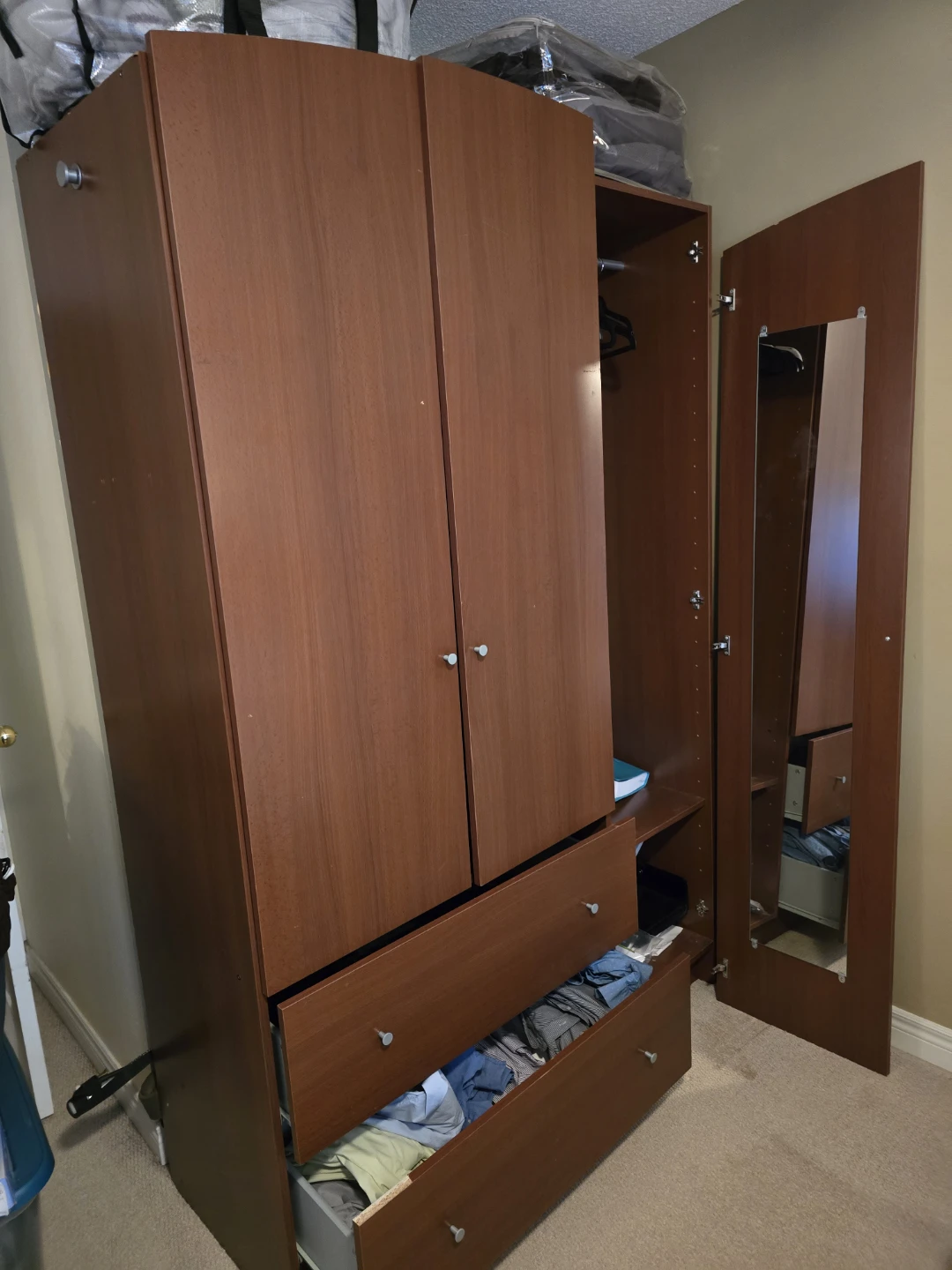 Wooden Wardrobe with Mirror - photo 3