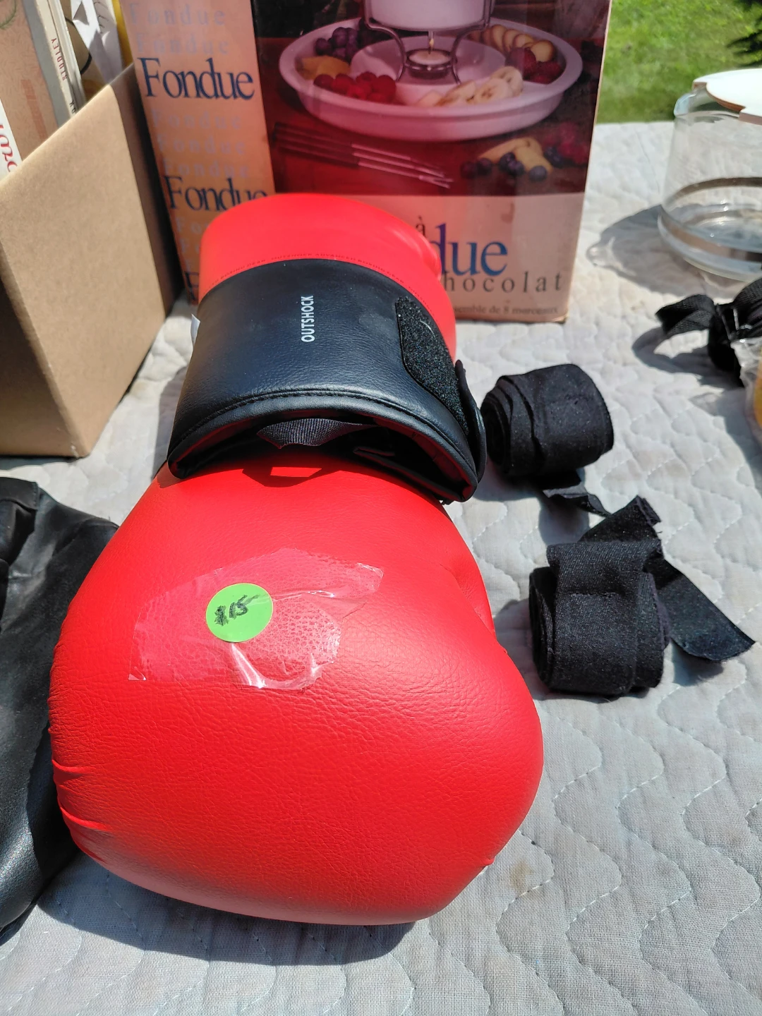 Outshock Red Boxing Gloves with Hand Wraps