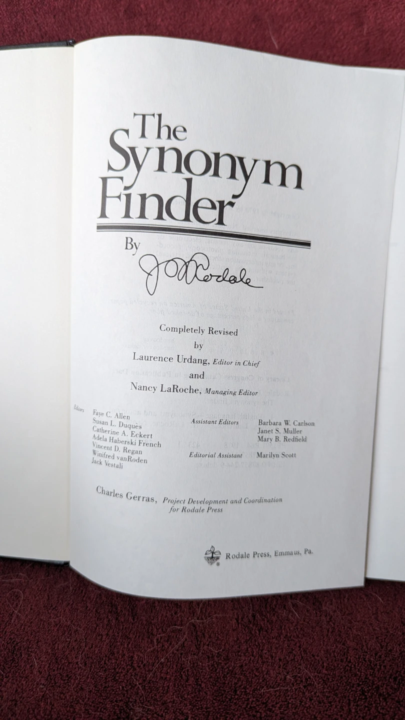 The Synonym Finder by J.I. Rodale Hardcover Book - photo 3