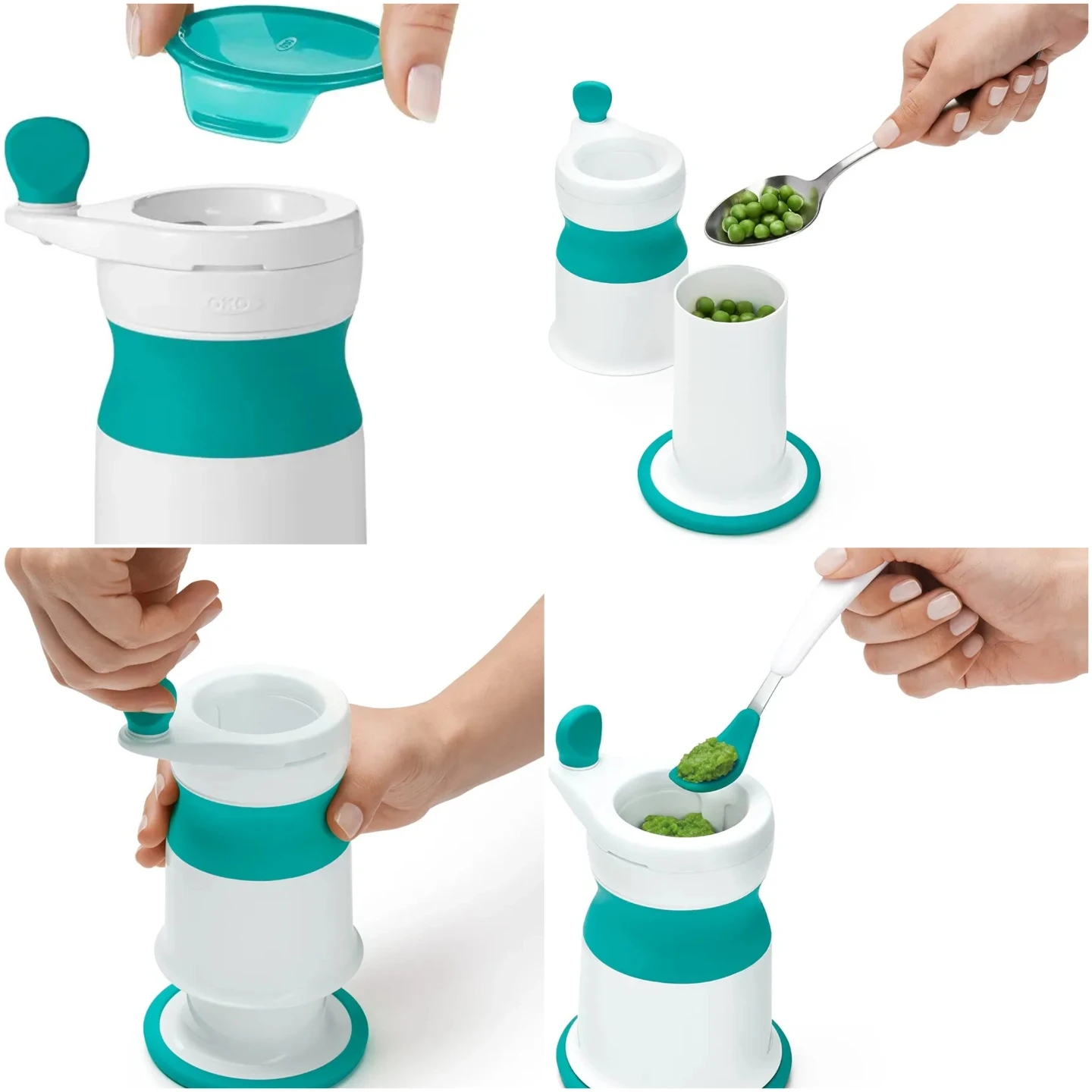 OXO Tot Portable Baby Food Mill / Masher – Teal & White - photo 4