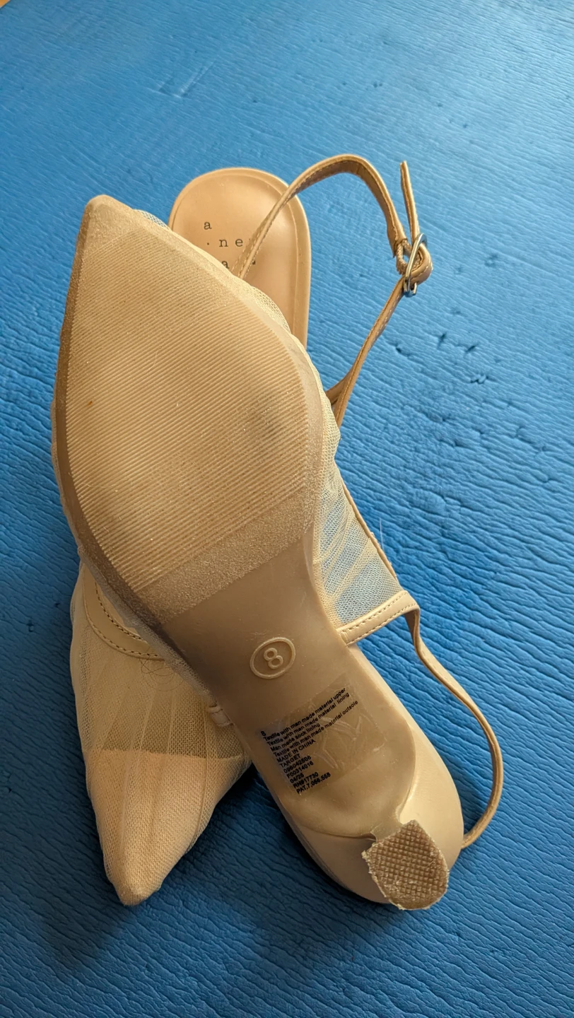 Transparent Nude Fabric Sling-back Pumps Size 8 - photo 3