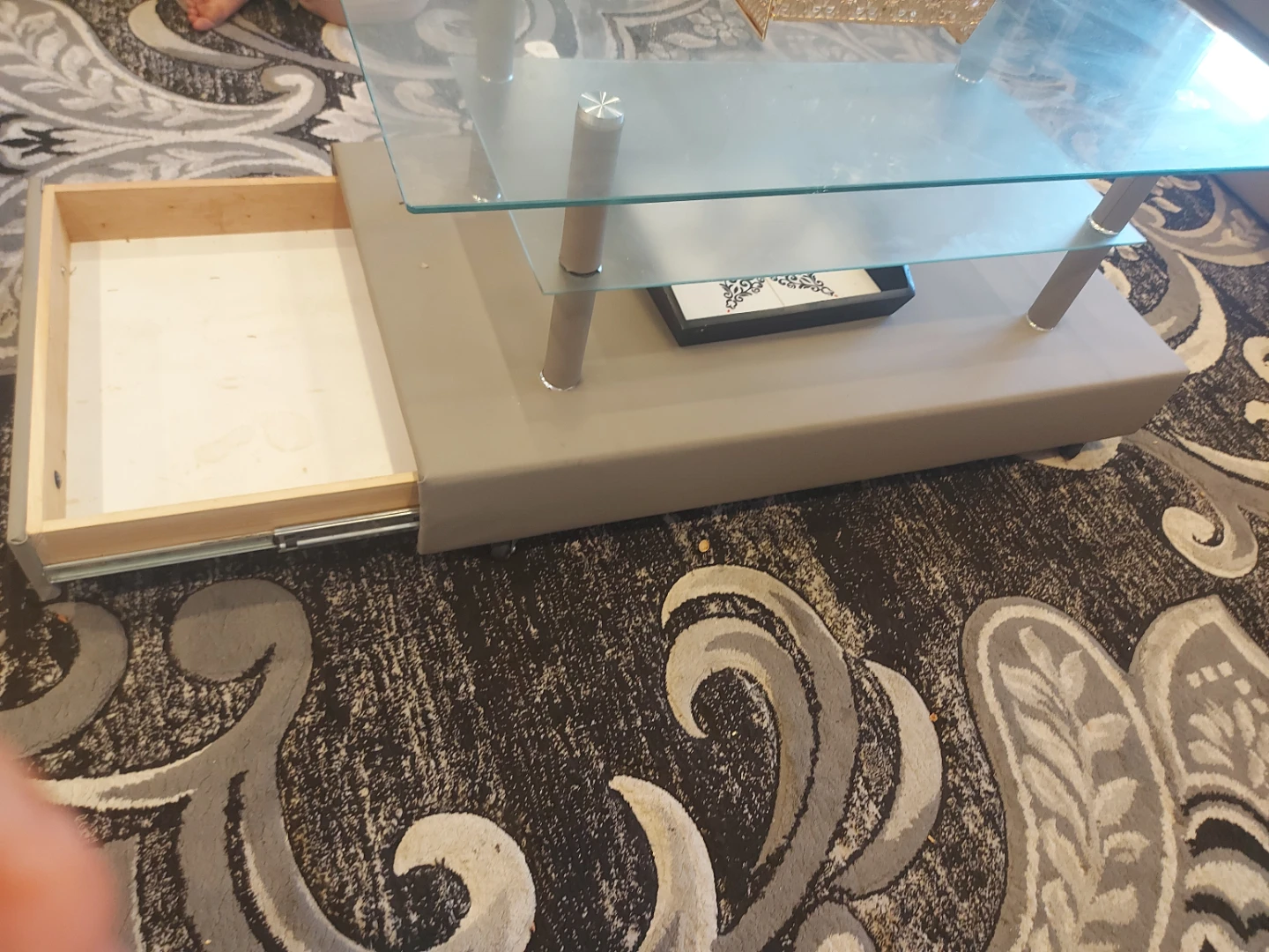 Glass top coffee table with storage - photo 2
