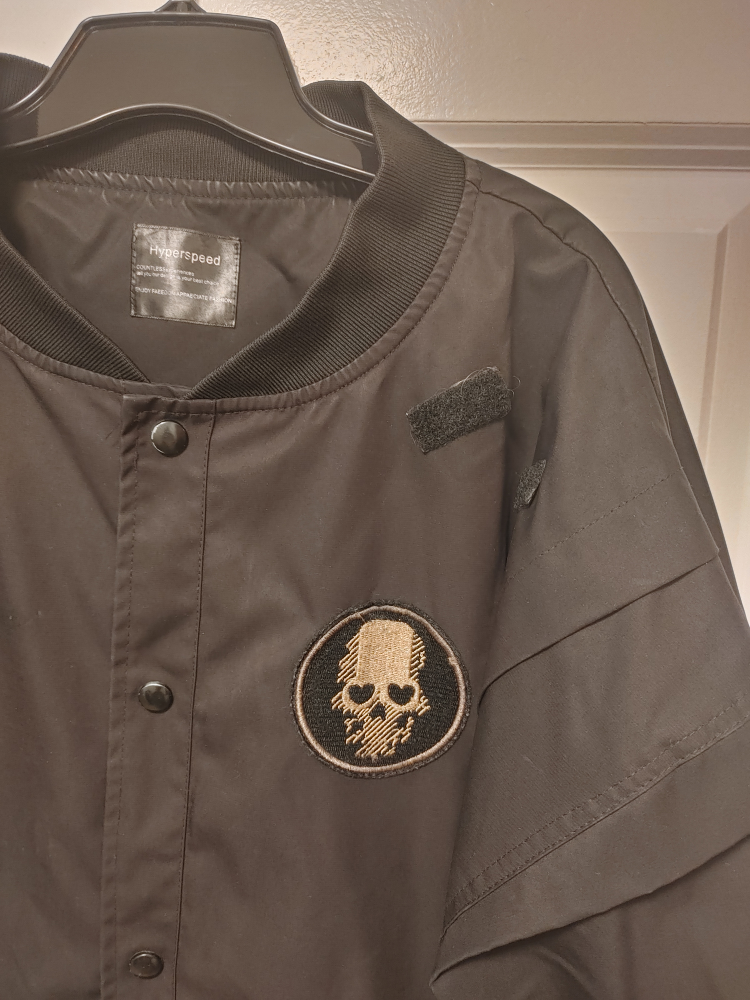 Men's Black Bomber Jacket with Patches size Large - photo 2