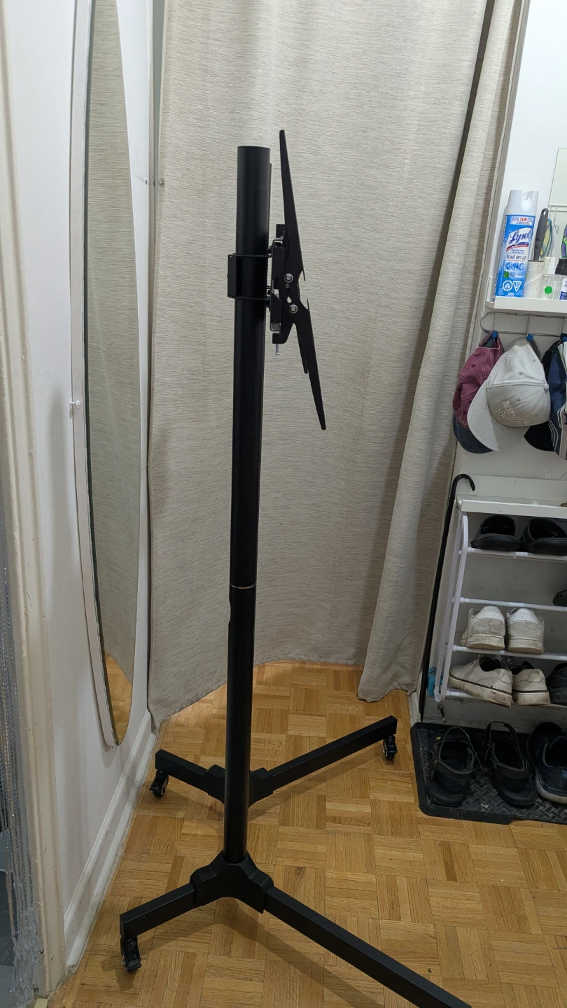 Adjustable Rolling TV Monitor Stand Cart Mobile Mount Trolley - photo 3