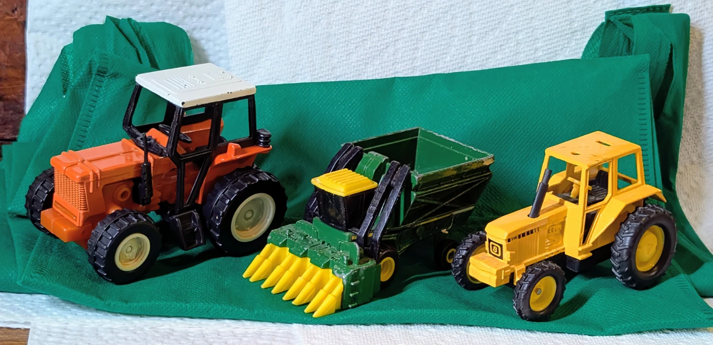 Lot of 2 Toy Tractors and Cotton Picker