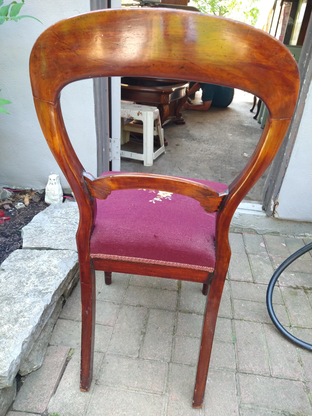 Antique Accent Chair with Needlepoint Seat - photo 2