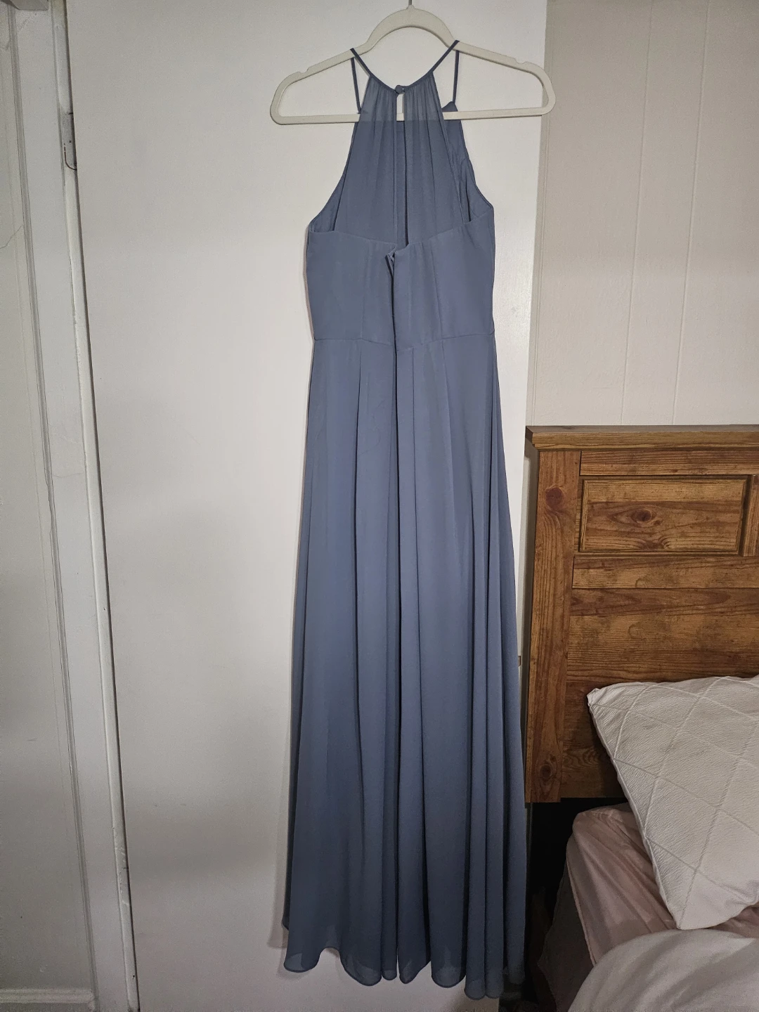 Bill Levkoff Dusty Blue Chiffon Formal Gown – Size 6 - photo 2