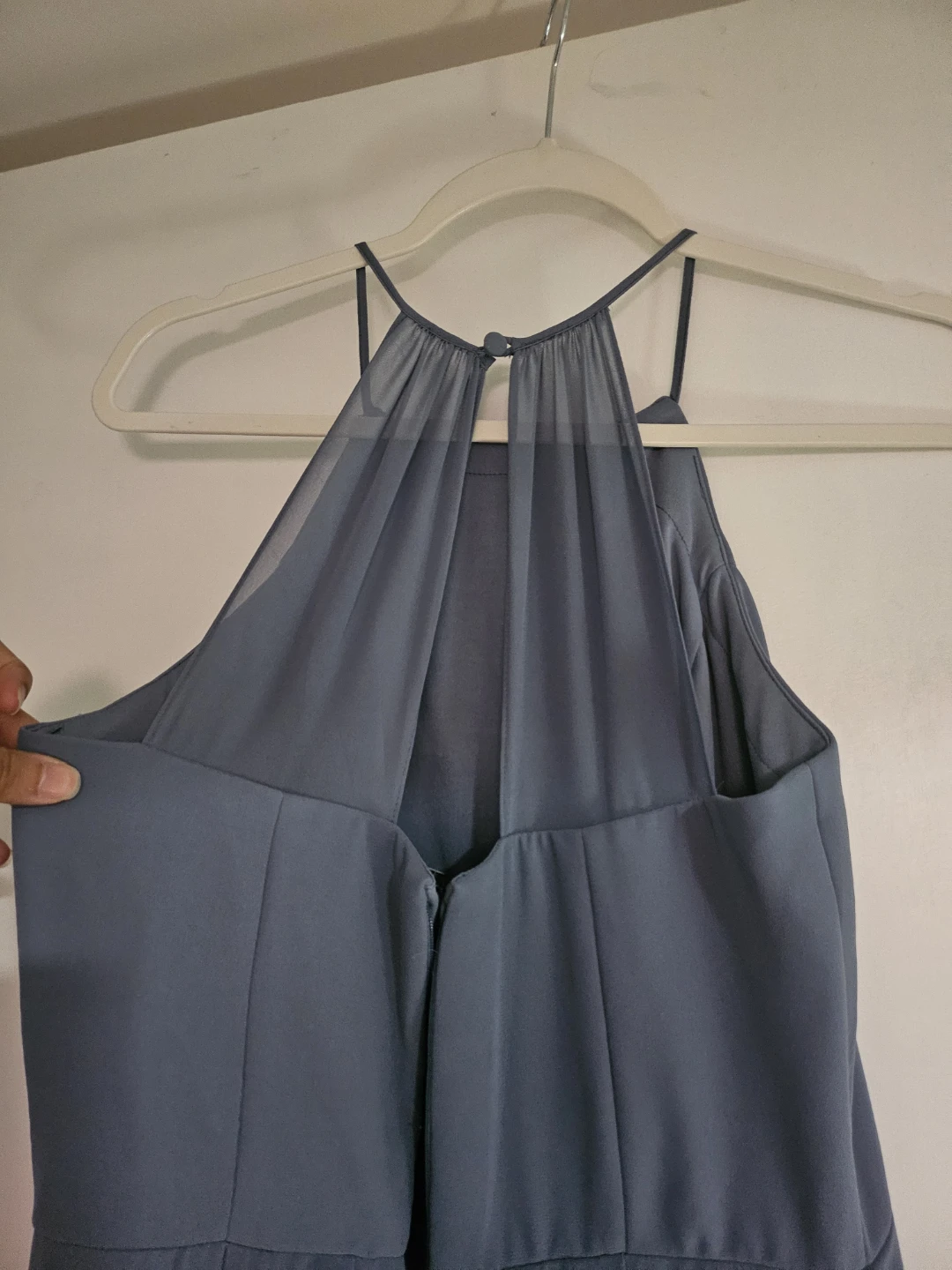 Bill Levkoff Dusty Blue Chiffon Formal Gown – Size 6 - photo 3