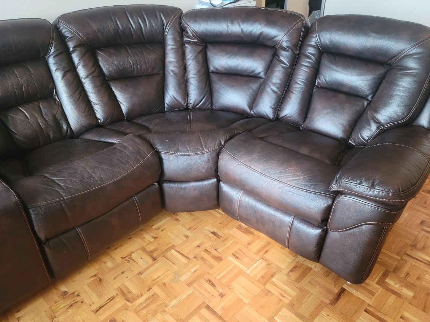Brown Leather Recliner Sectional Sofa - photo 2