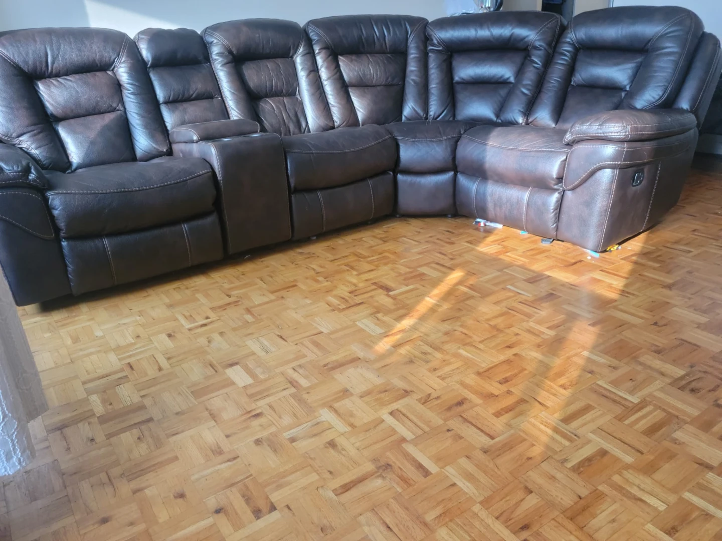 Brown Leather Recliner Sectional Sofa - photo 3