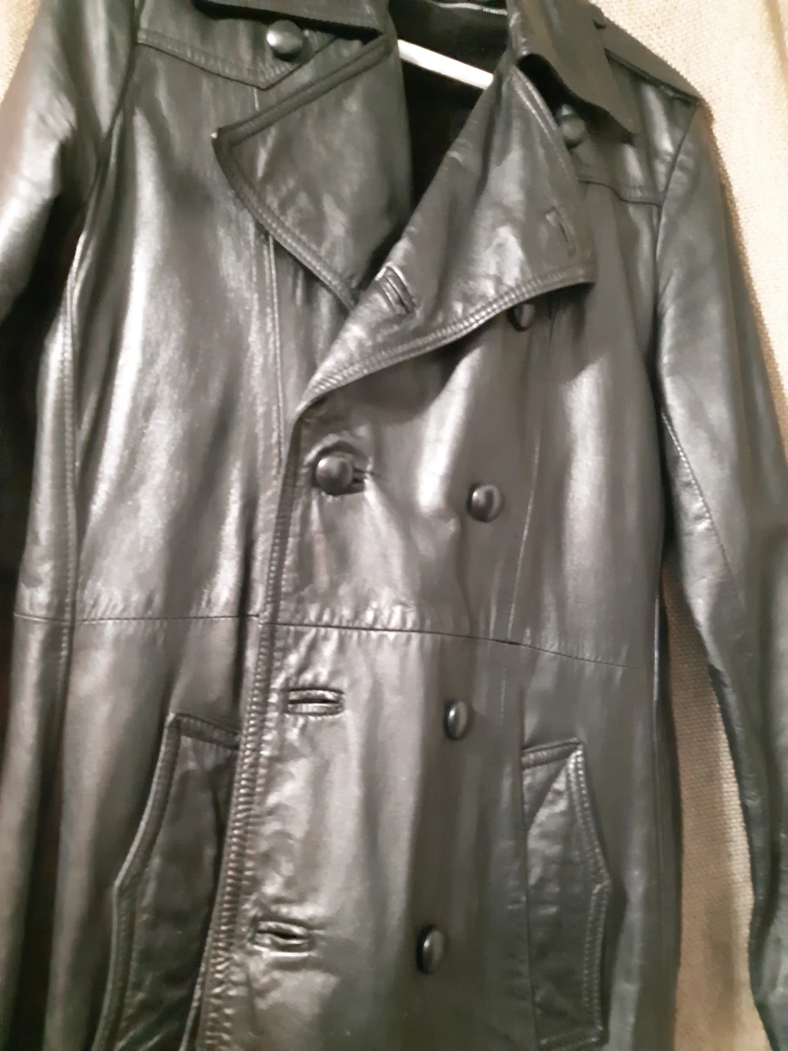 Black Leather Trench Coat - photo 2