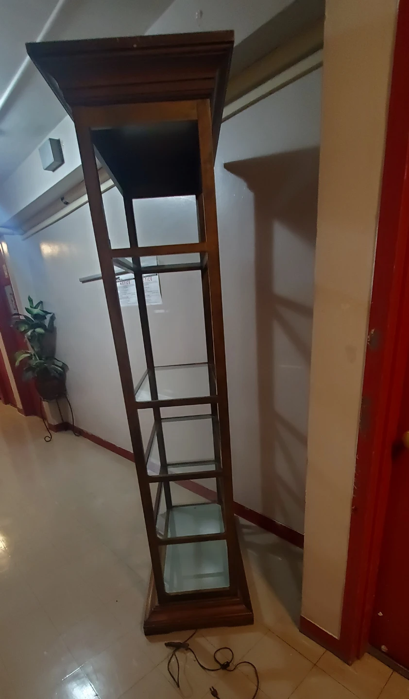 VINTAGE 60s ETAGERE BOOKCASE 5 shelves wood glass - photo 2