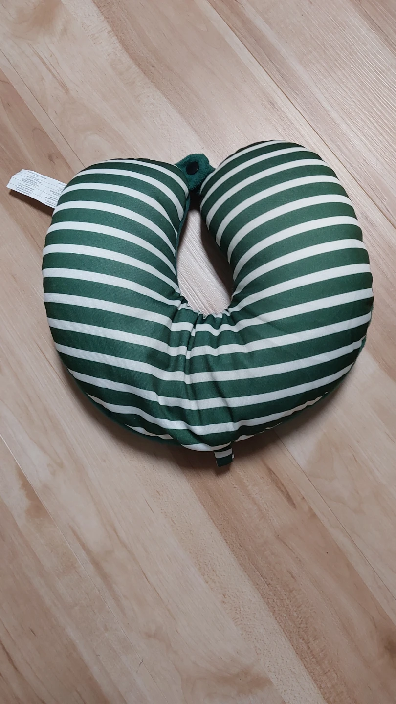 Striped Travel Pillow - Green and White