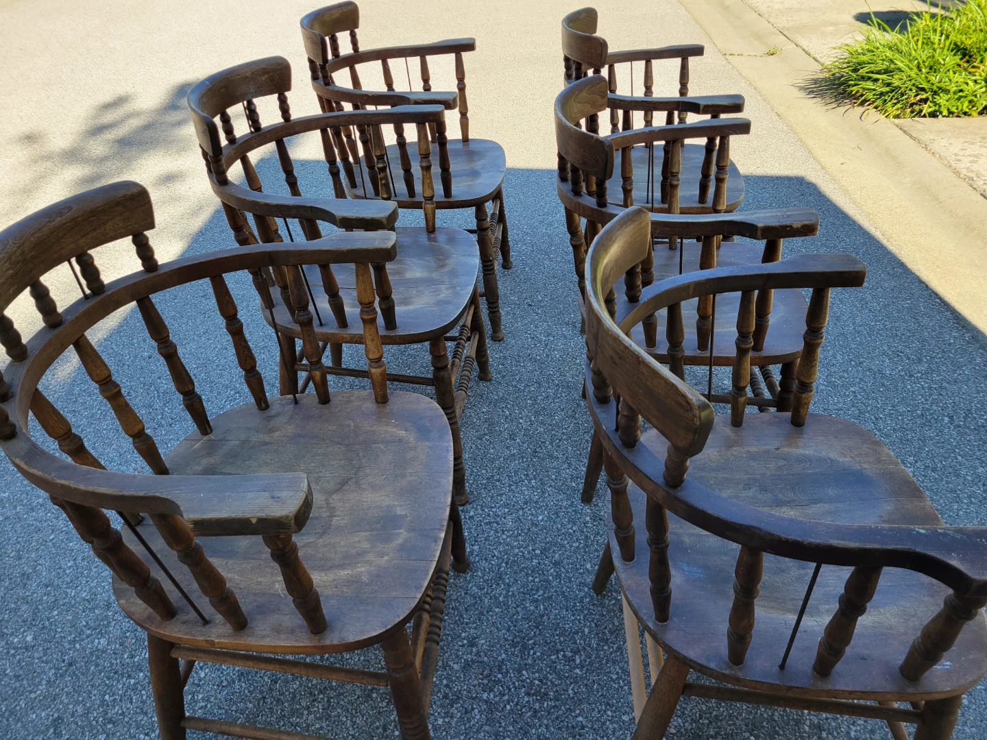 Beautiful Vintage Solid Wood Captain’s Chairs – Rustic style.
