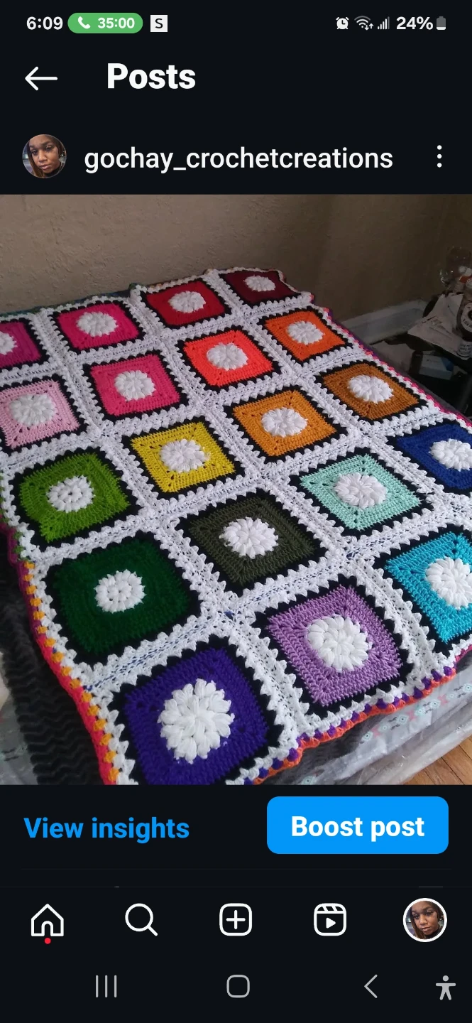 Handmade Crochet Granny Square Blanket