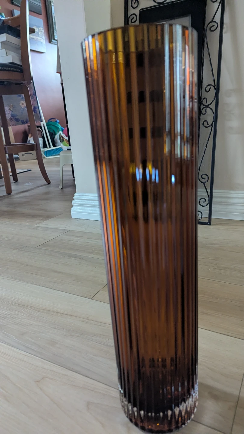 Amber Glass Cylinder Vase - photo 3