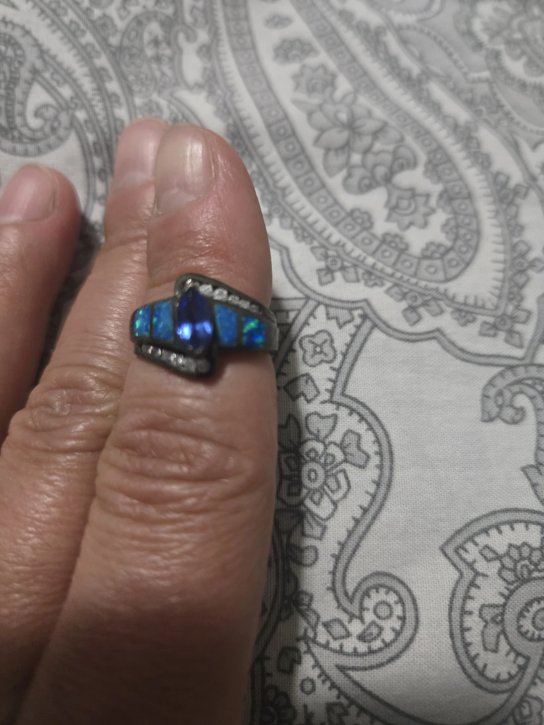Sterling Silver Opal and Tanzanite Ring