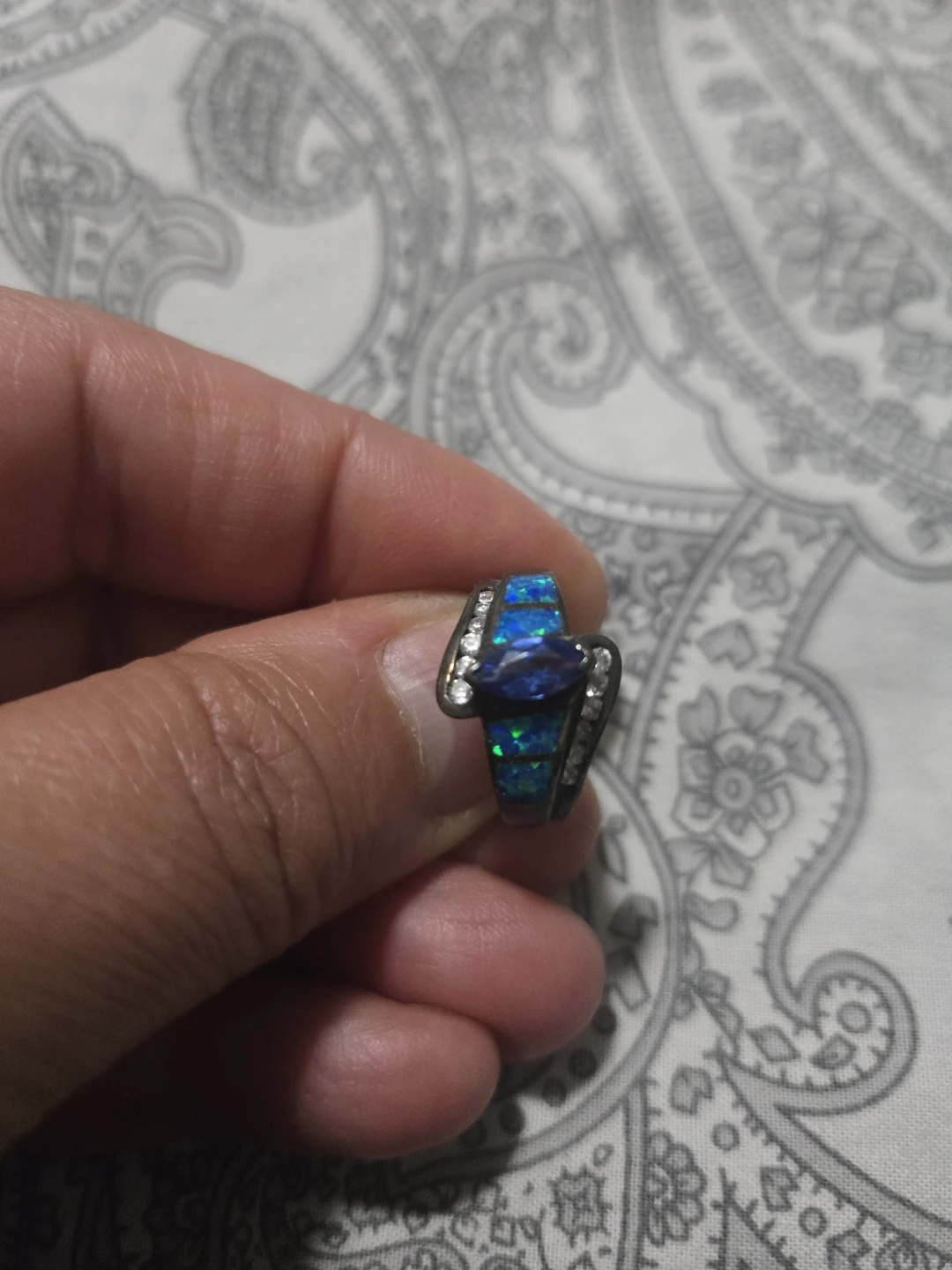 Sterling Silver Opal and Tanzanite Ring - photo 2