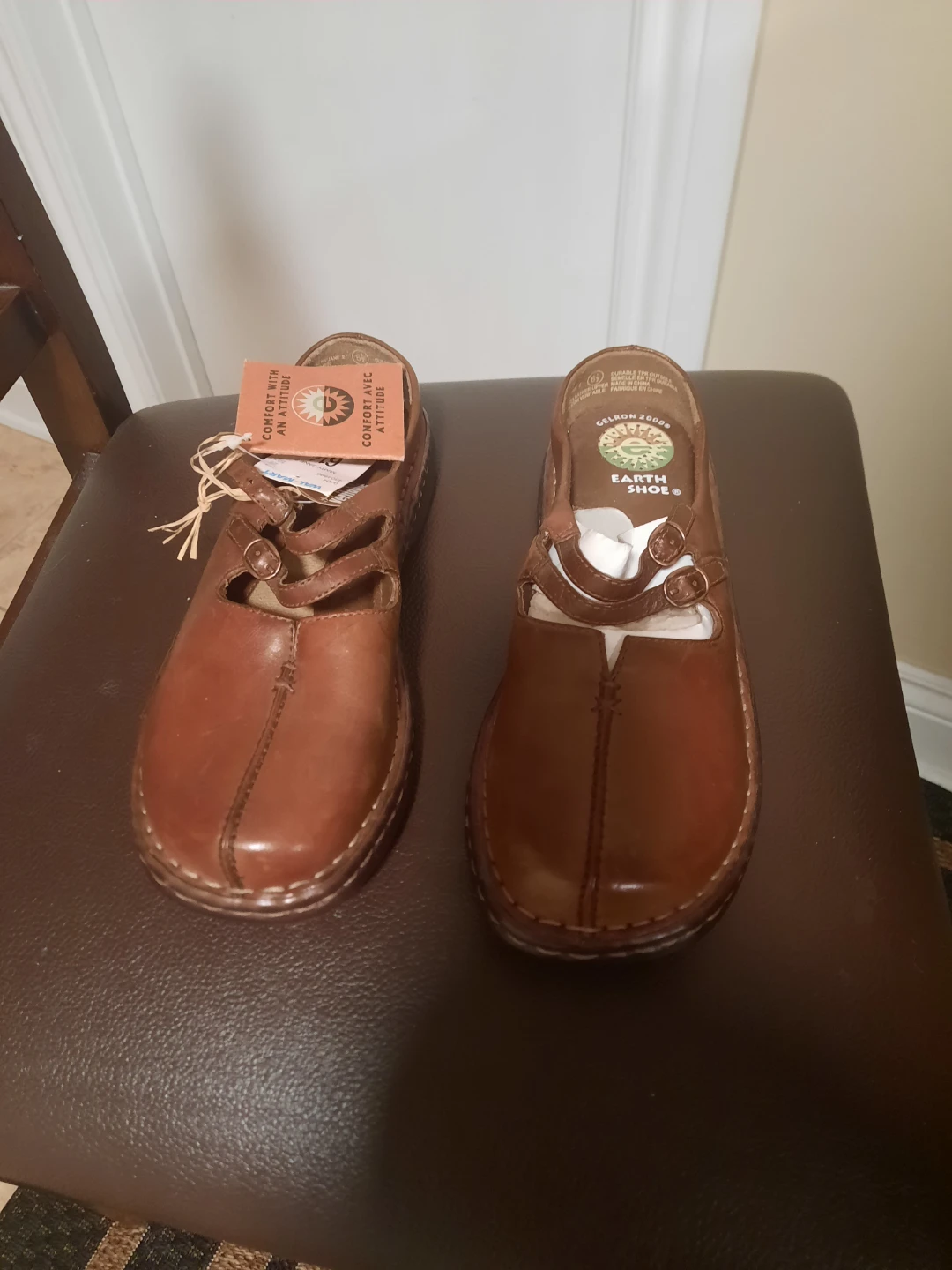 Earth Shoe Women's Brown Leather Mary Jane Style Flats