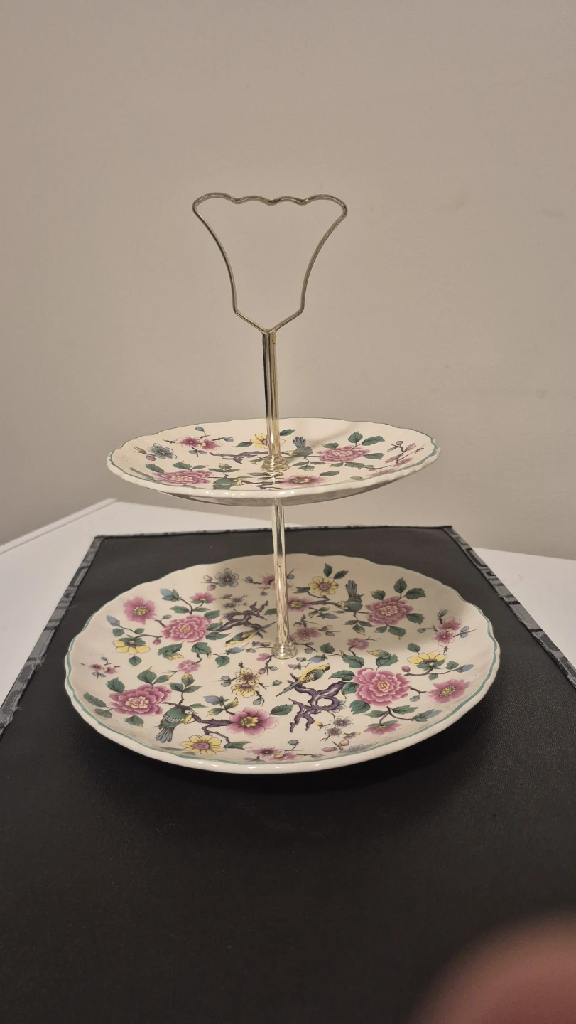 Old Foley "Chinese Rose" Two-Tier Cake Stand