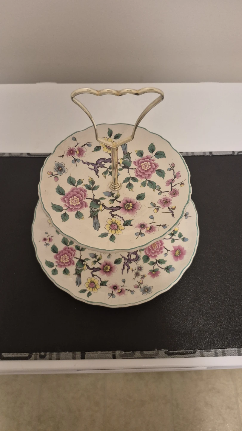 Old Foley "Chinese Rose" Two-Tier Cake Stand - photo 2