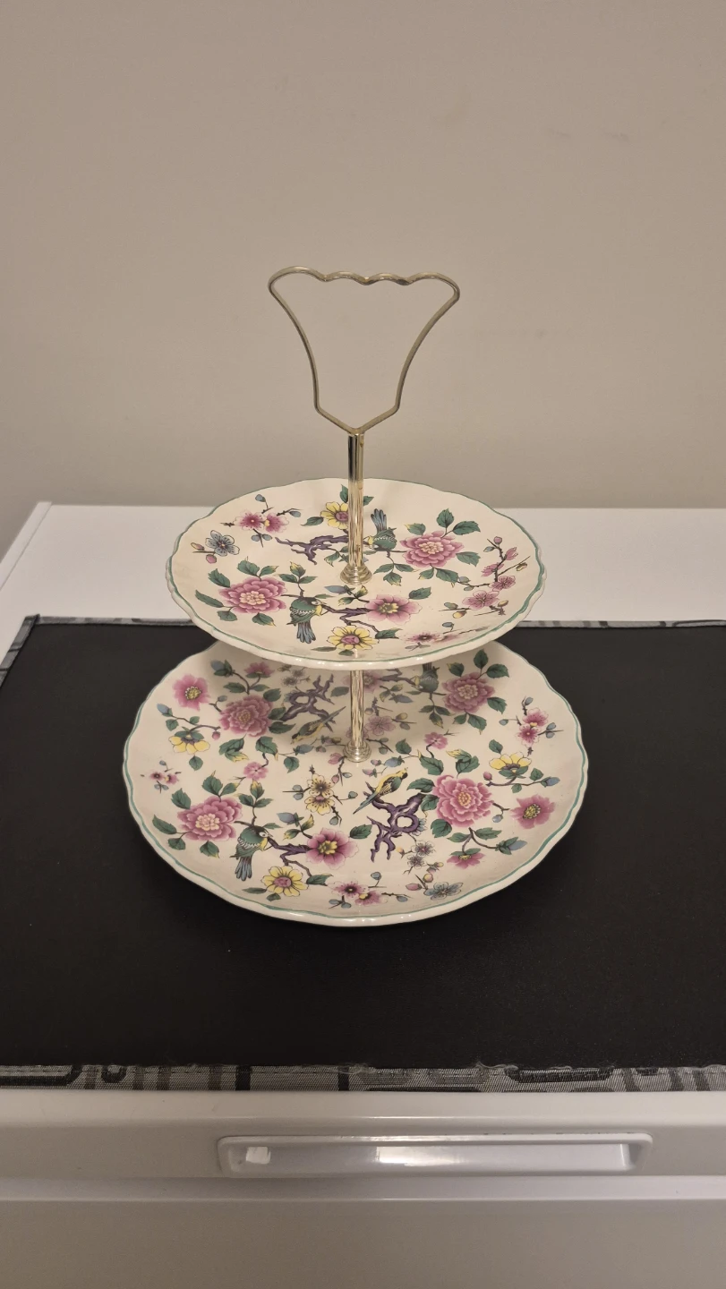 Old Foley "Chinese Rose" Two-Tier Cake Stand - photo 5