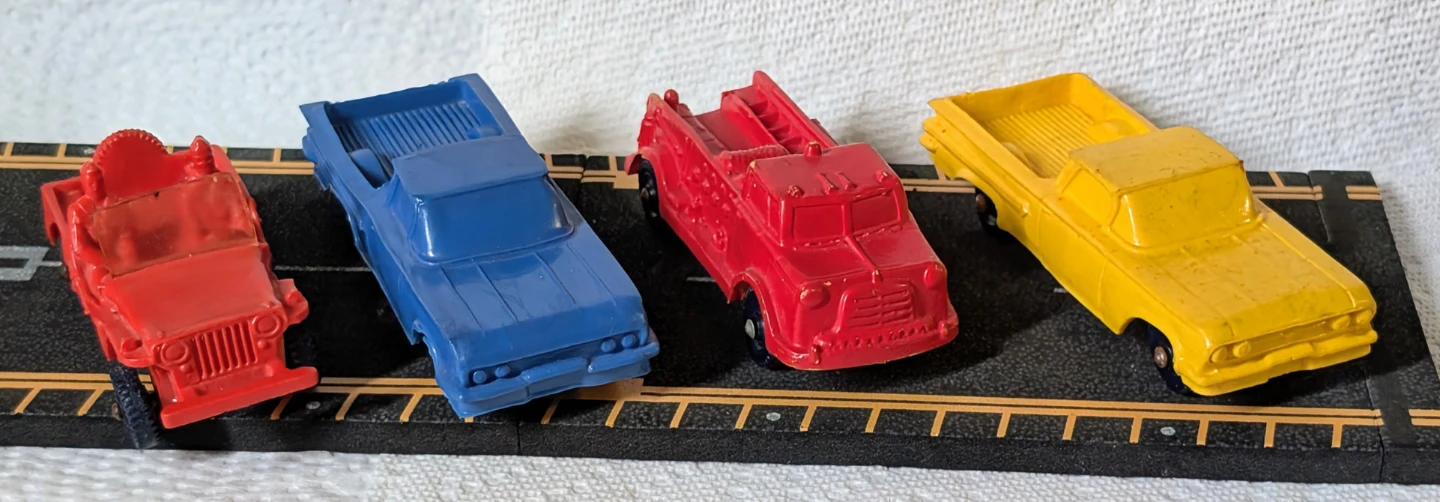 Lot (A) of 4 Vintage Rubber Toy Cars & Truck