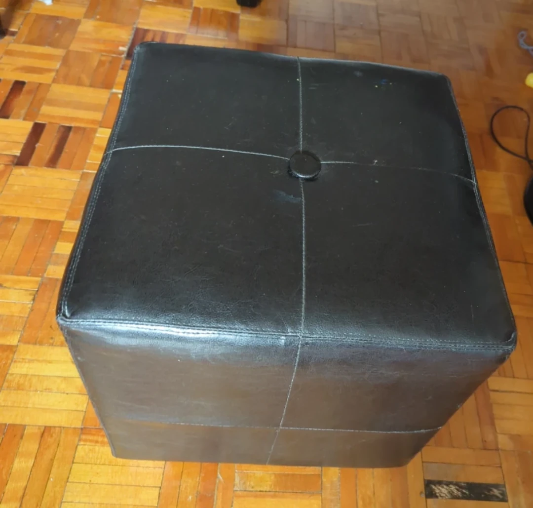Black Faux Leather Ottoman Footrest