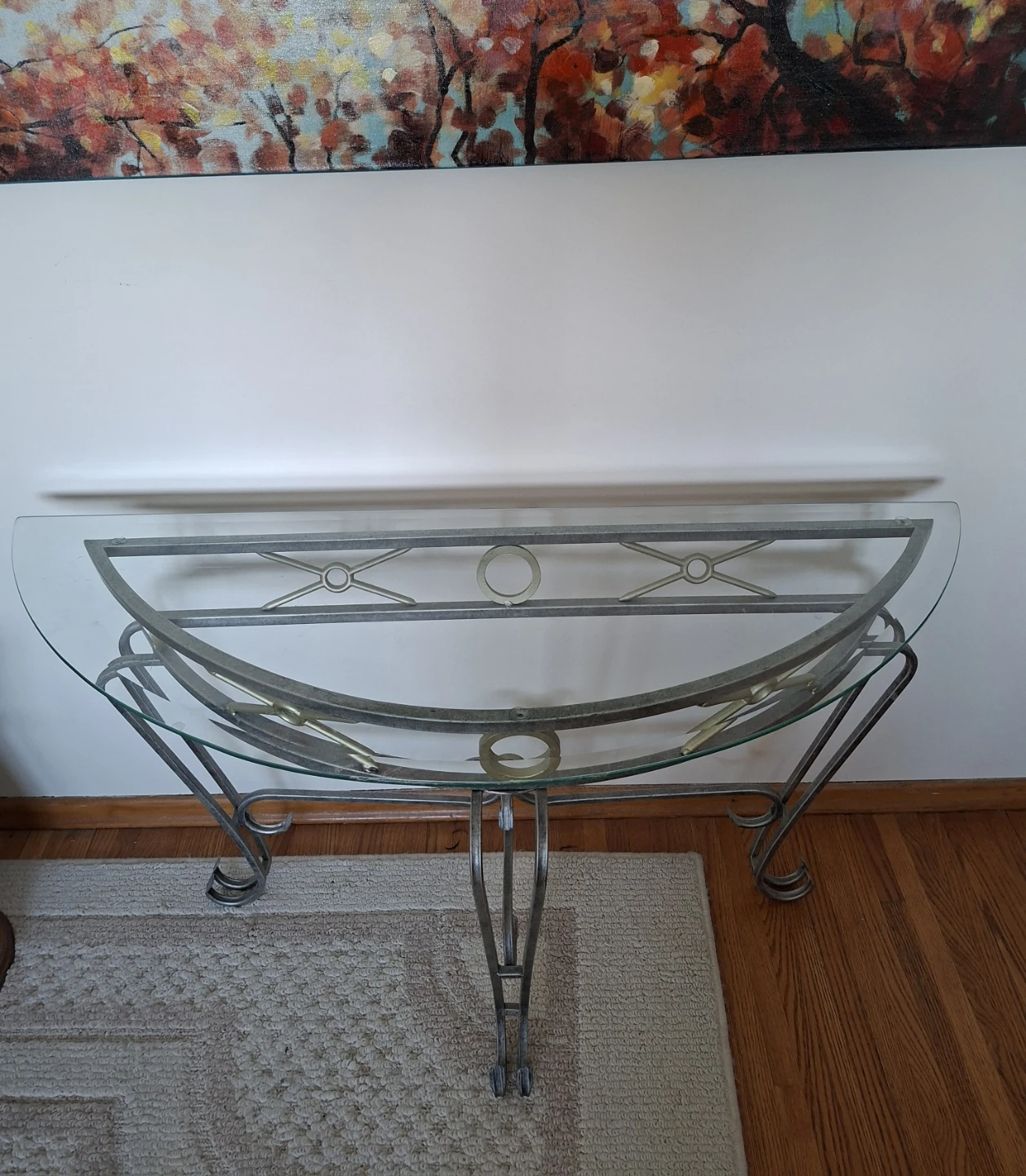 Half-Moon Console Table with Glass Top - photo 2