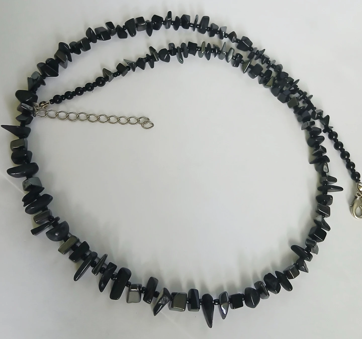 MAN's Black Gemstone Chip Necklace