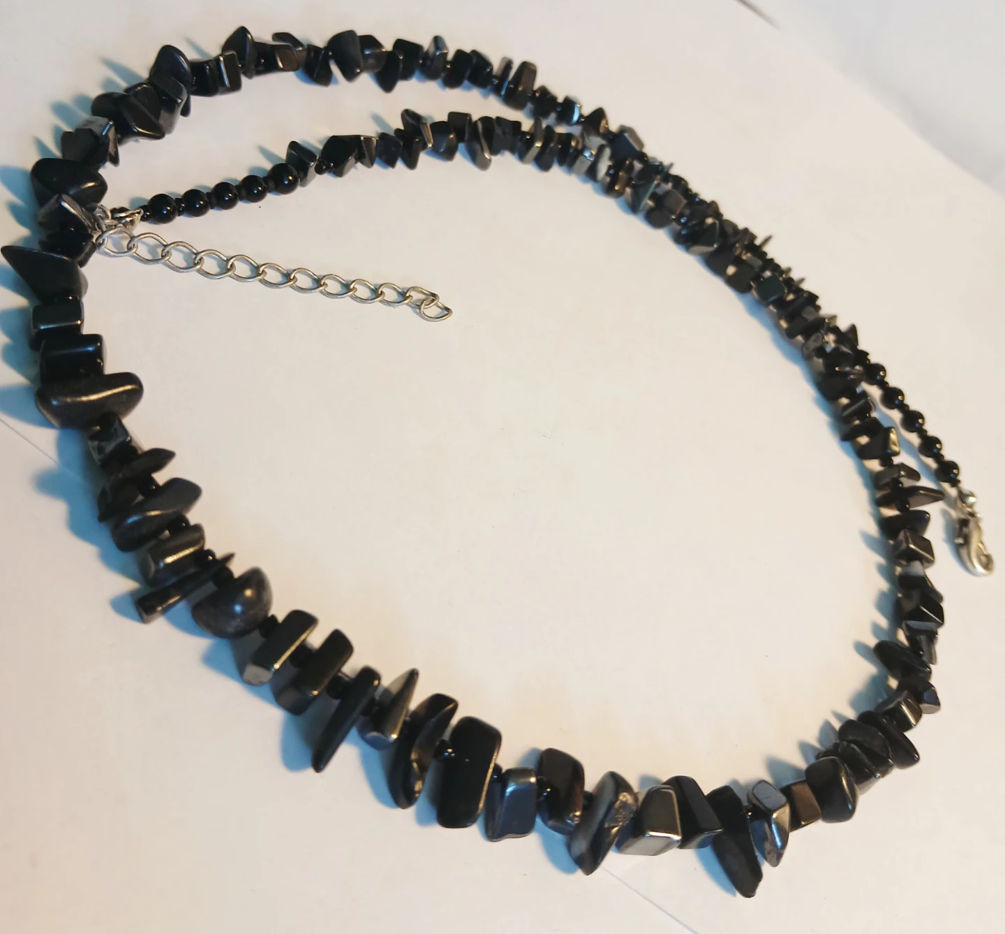 MAN's Black Gemstone Chip Necklace - photo 3