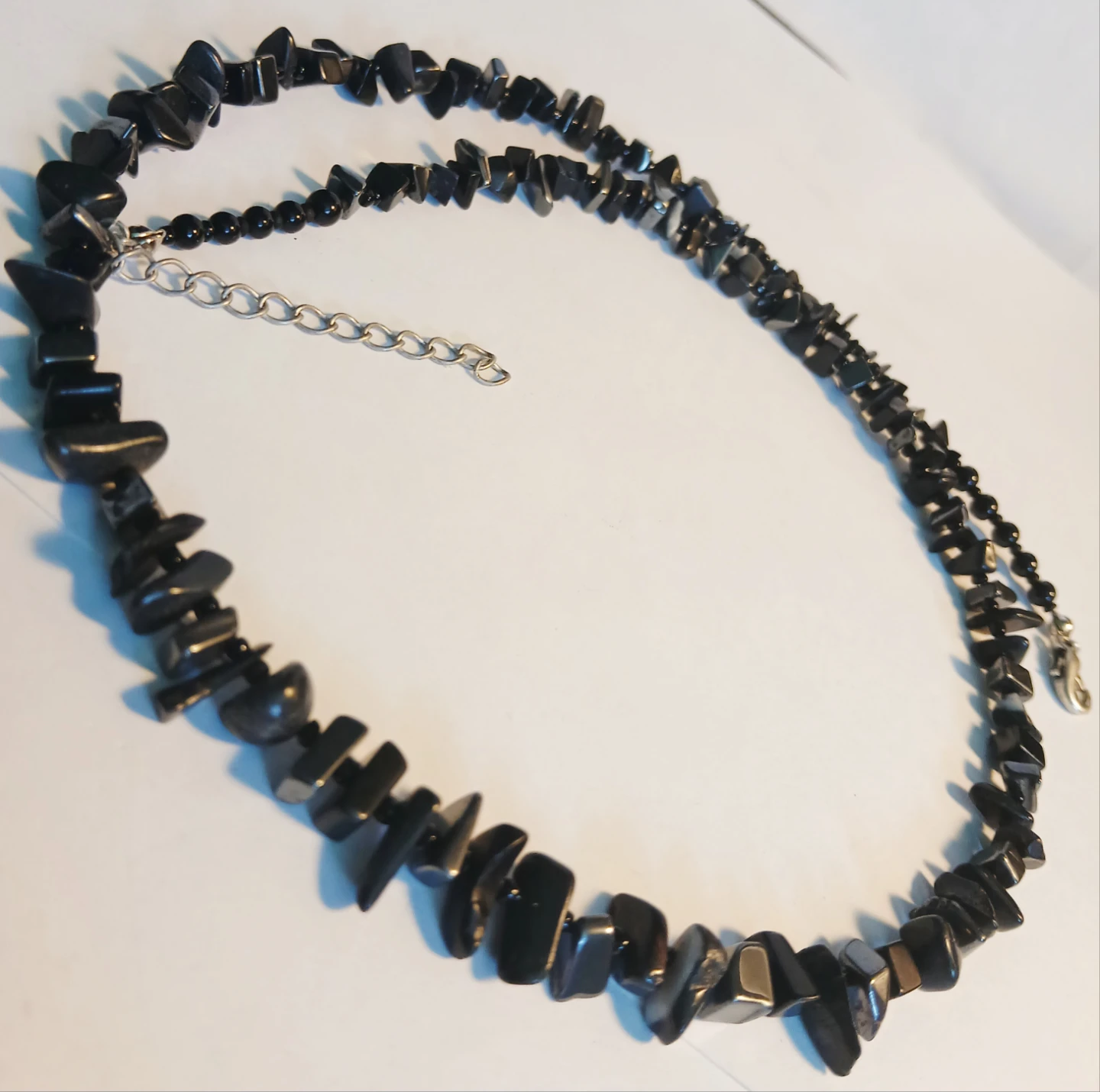 MAN's Black Gemstone Chip Necklace - photo 4