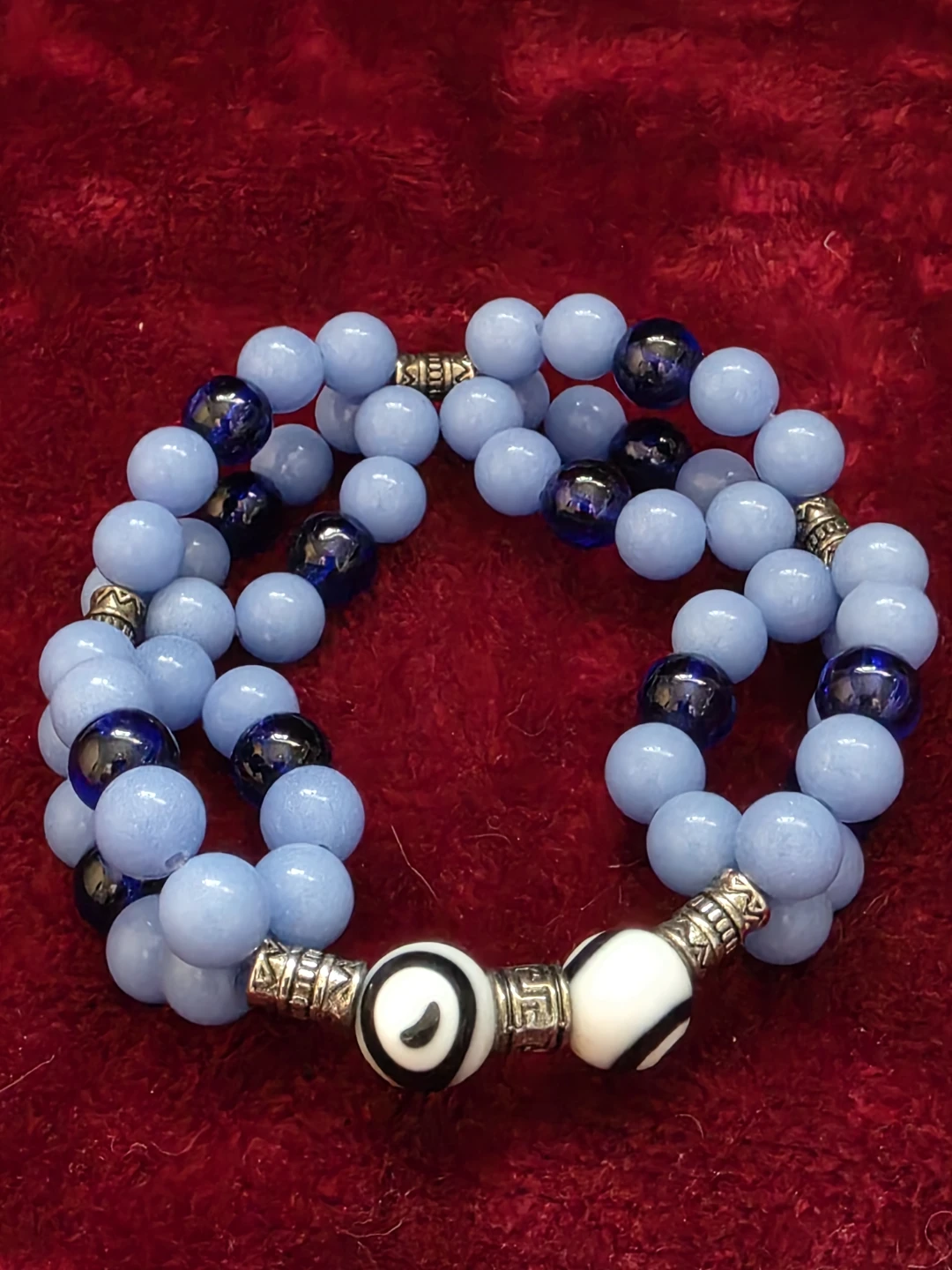 Blue Beaded Bracelet with Decorative Beads - photo 2