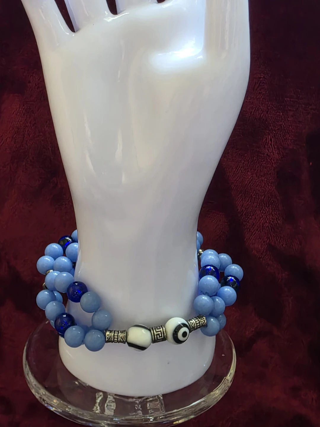 Blue Beaded Bracelet with Decorative Beads - photo 3