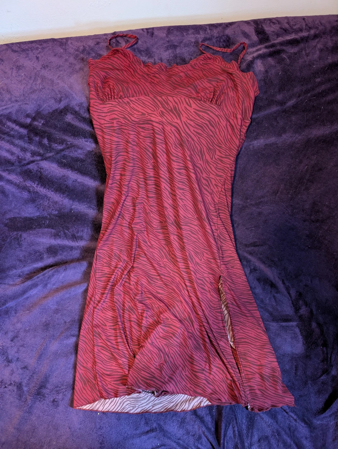 Red Zebra Print Mini Dress with Slit