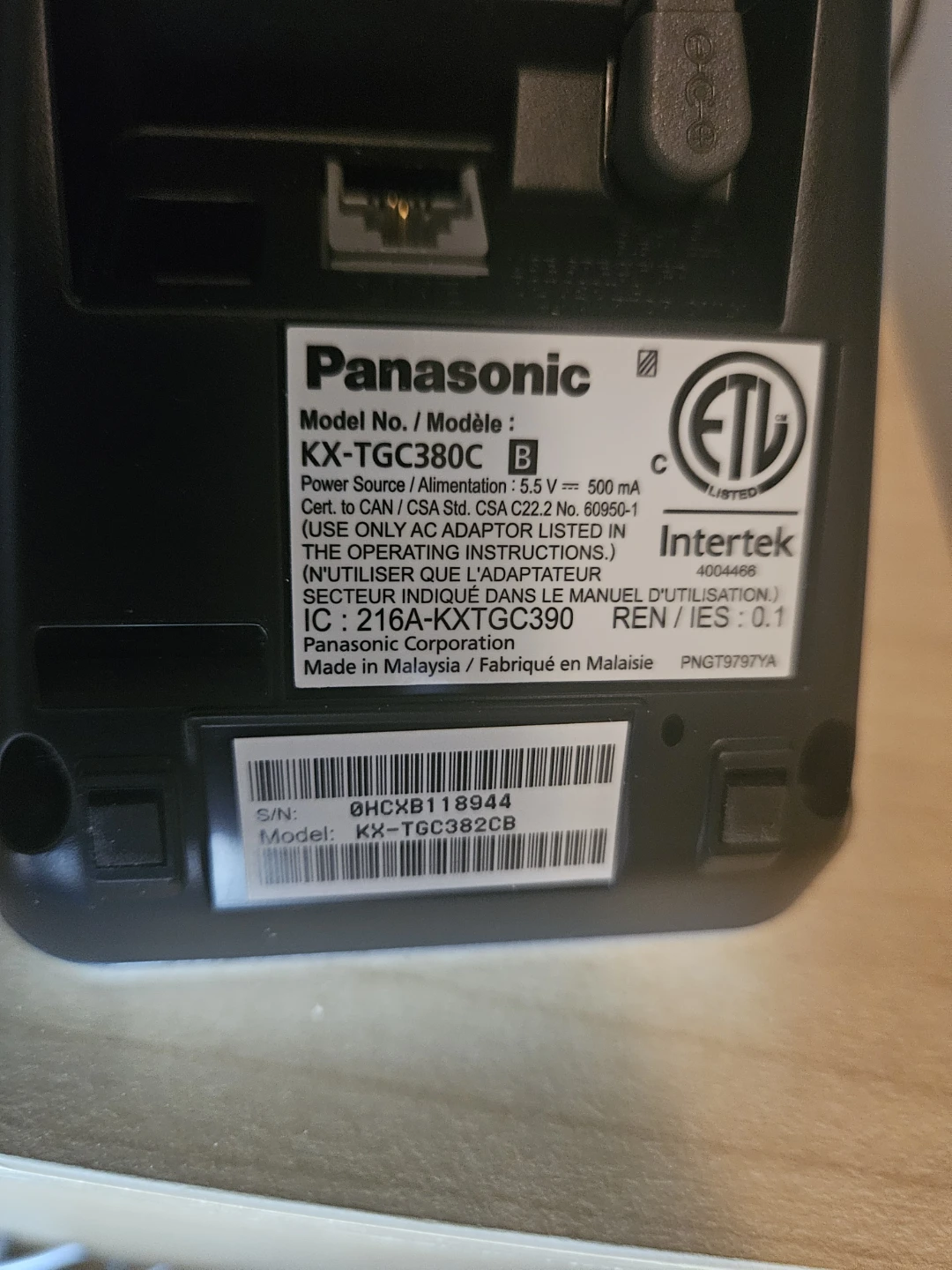 Panasonic KX-TGC380B Cordless Phone - photo 2