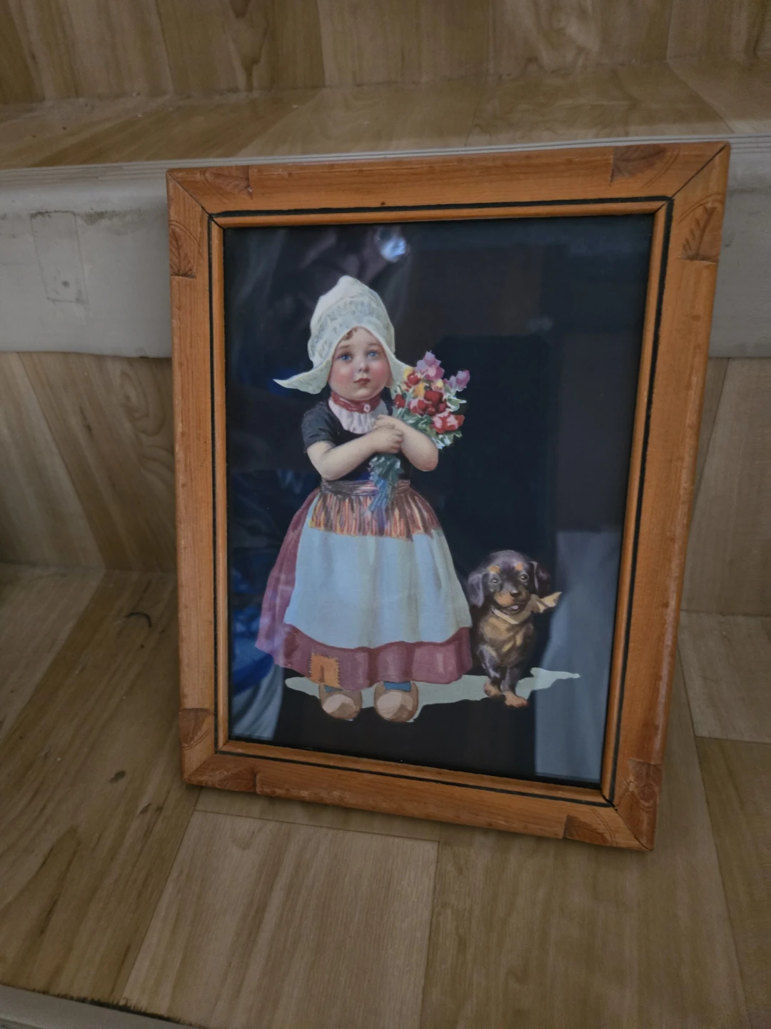 Vintage Dutch Girl Picture in Vintage Frame