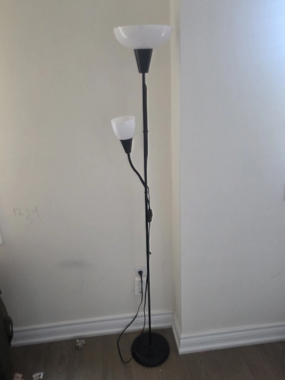 Black Floor Lamp with Two Lights