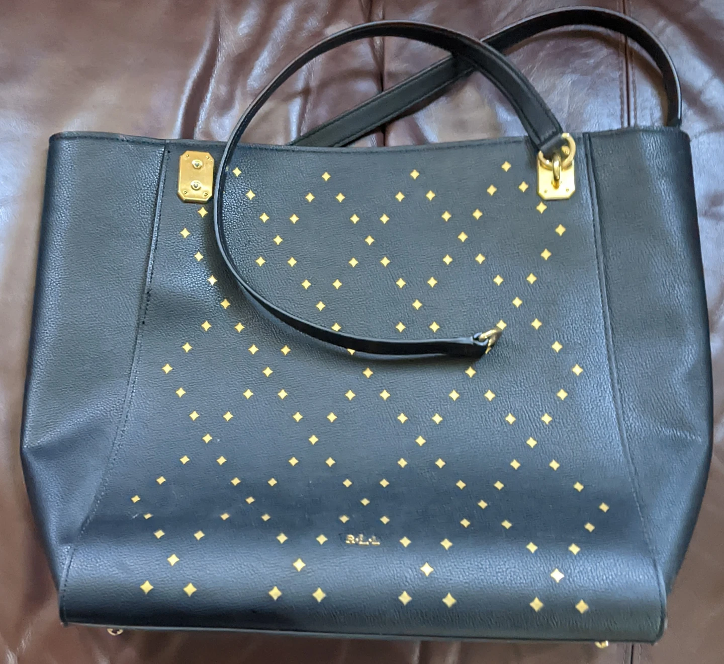Lauren Ralph Lauren Black Tote Bag with Gold Studs - photo 3