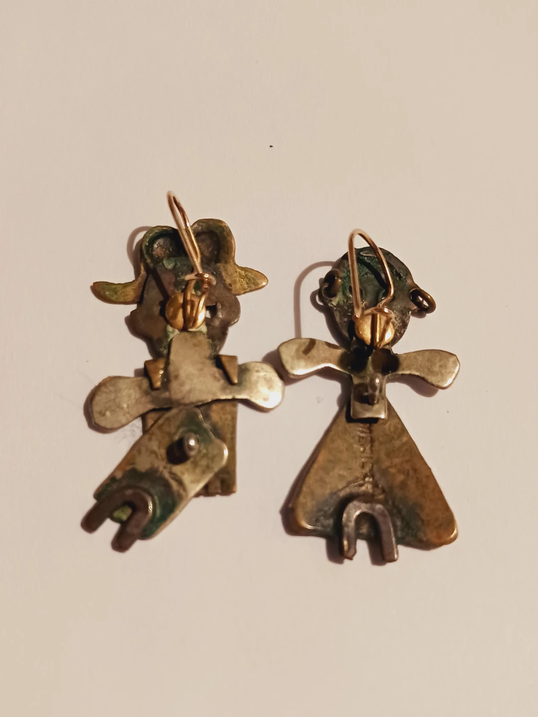 Taxco Mexico 10K Gold & Sterling silver Folk Art Couple Earrings - photo 5