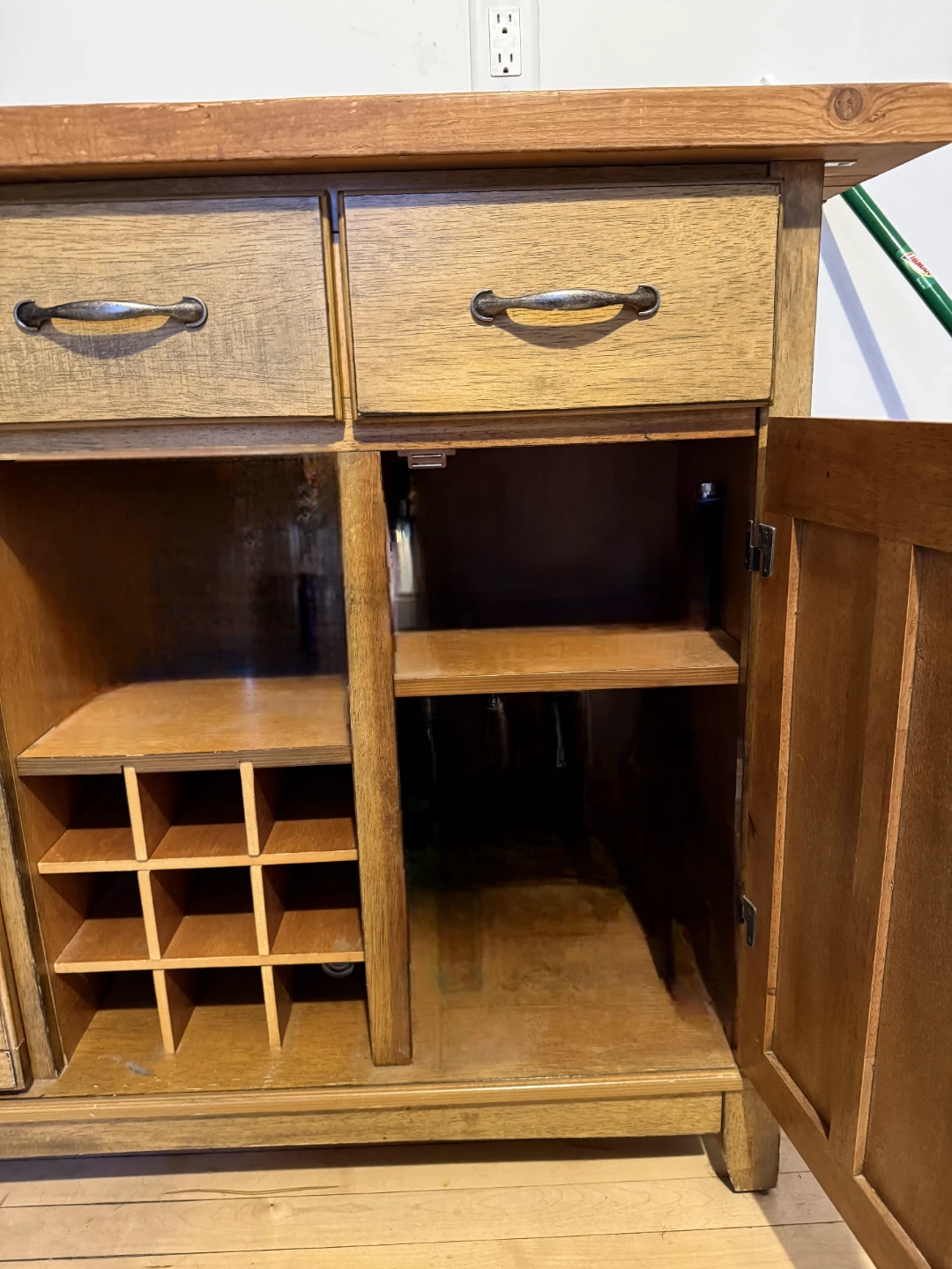 Wooden Bar Cabinet with Wine Rack and Drawers - photo 3