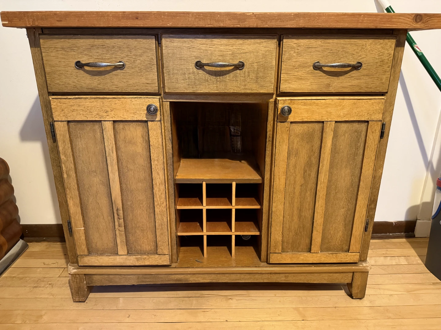 Wooden Bar Cabinet with Wine Rack and Drawers - photo 4