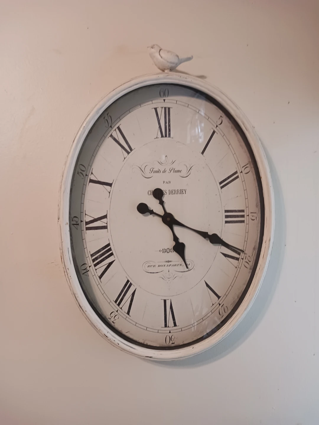 Charles Derrey Wall Clock with Bird Accent