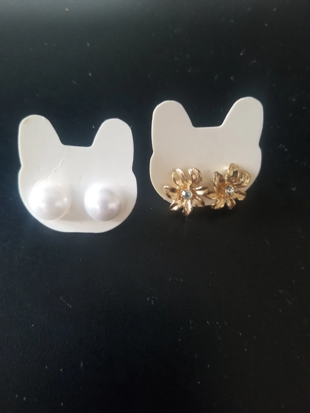 Pair of Earrings - Pearl Studs & Gold Flower Studs