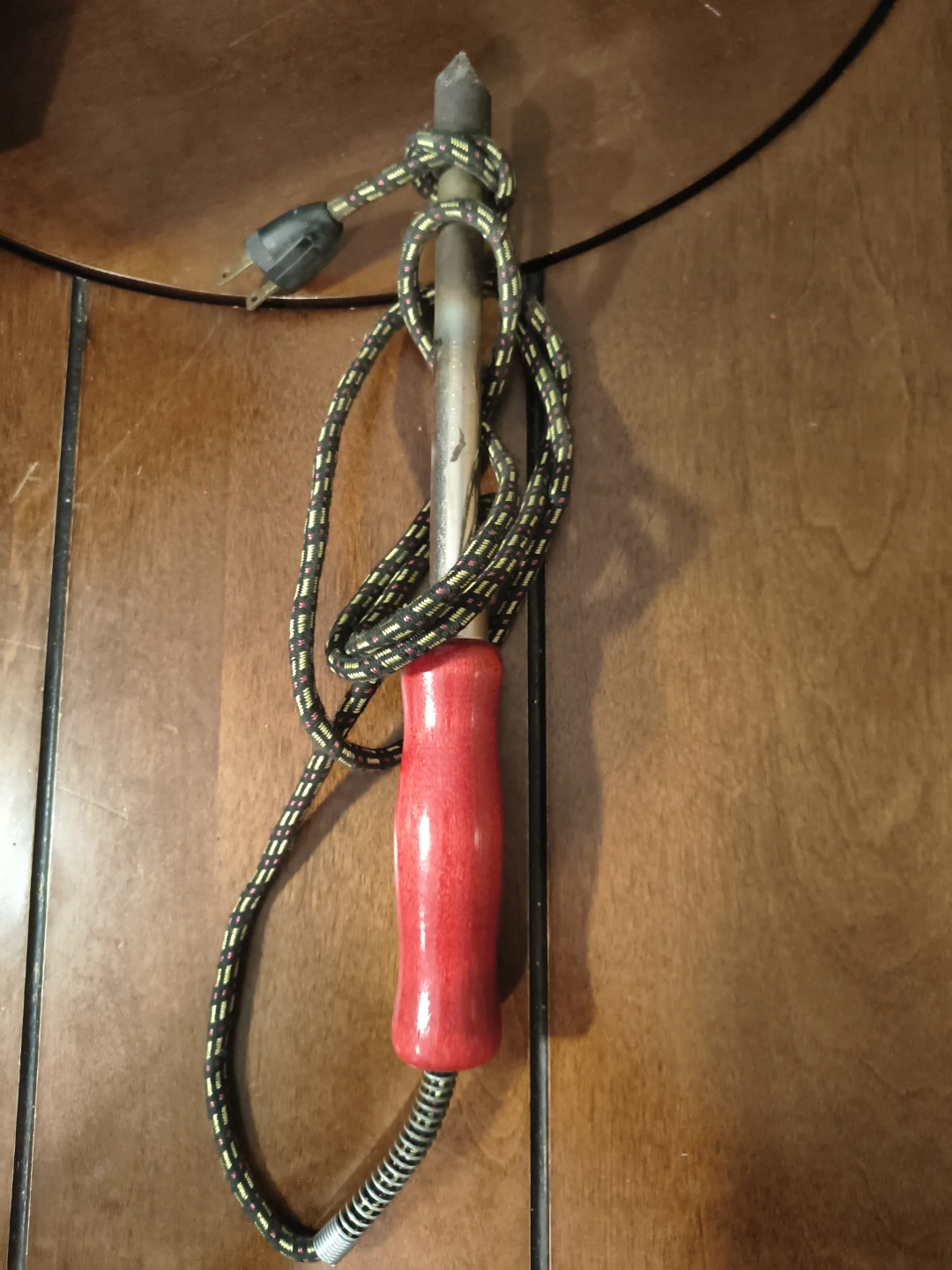 Vintage Soldering Iron Red Wood Handle