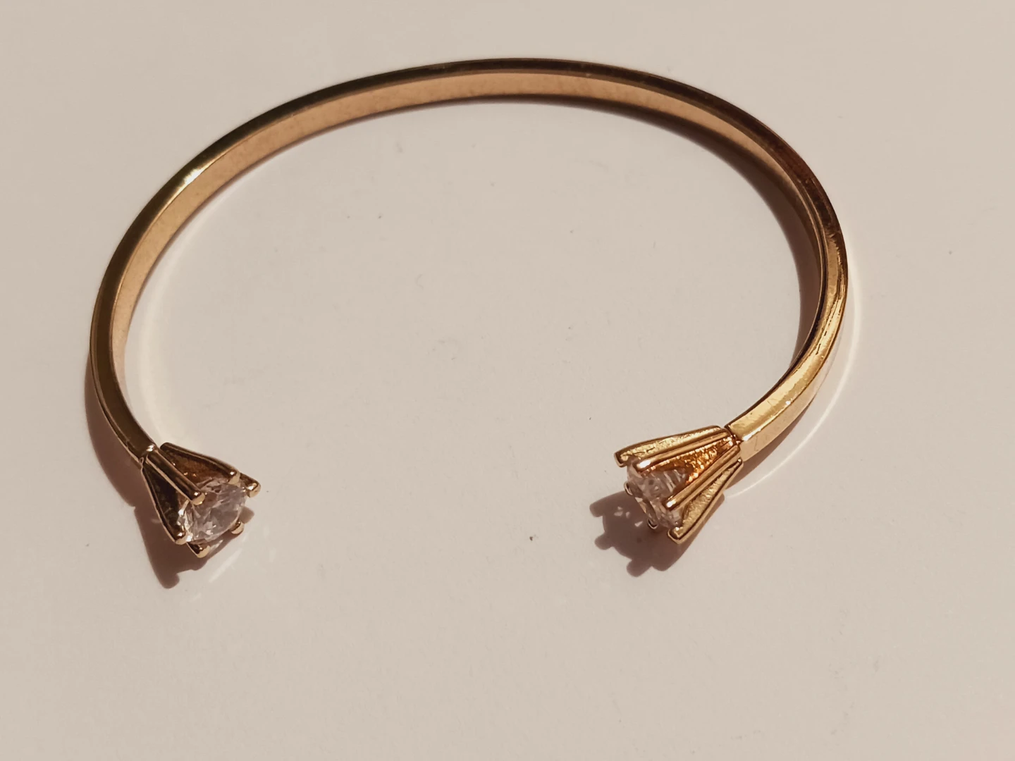 New! Gold tone cuff bracelet with clear accent stones - photo 3