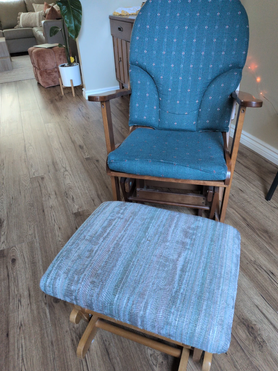 Glider chair with gliding ottoman