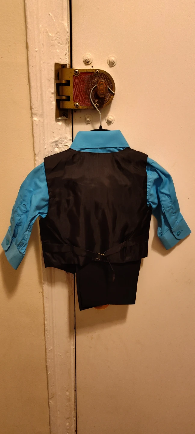 Boys Blue Dress Shirt, Vest, Pants, & Tie Set  12 months - photo 2