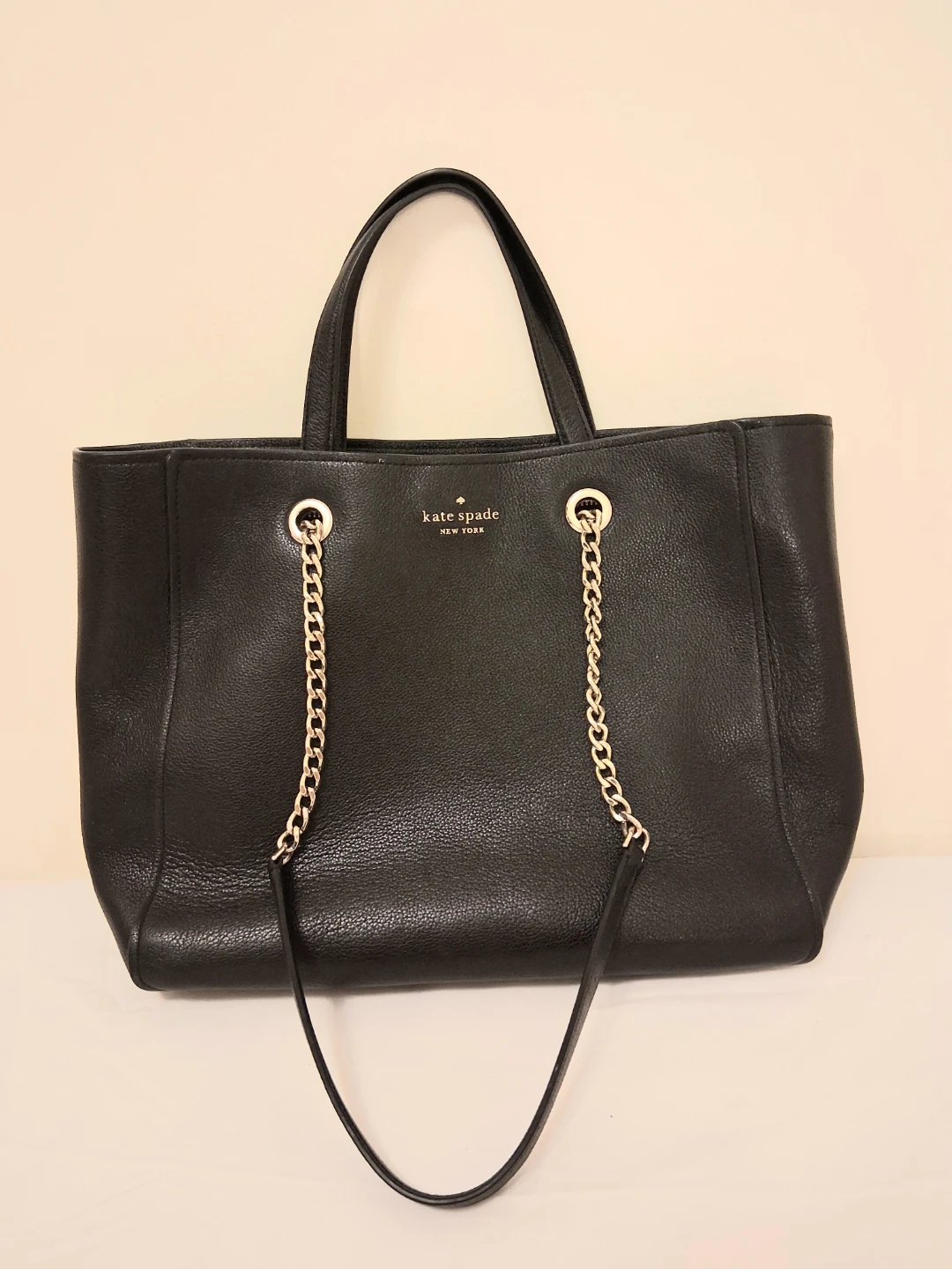 Kate Spade New York Black Pebbled Leather Tote Bag